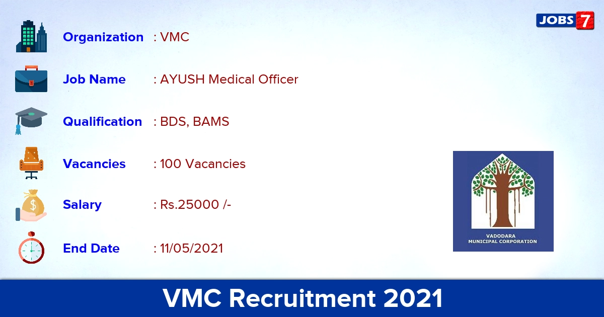 VMC Recruitment 2021 - Apply Online for 100 Ayush Medical Officer Vacancies VMC Recruitment 2021 - Apply Online for 100 Ayush Medical Officer Vacancies