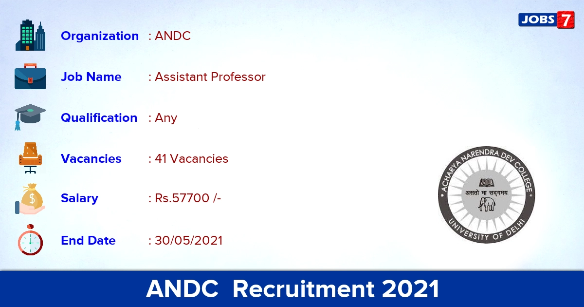 ANDC  Recruitment 2021 - Apply Online for 41 Assistant Professor vacancies