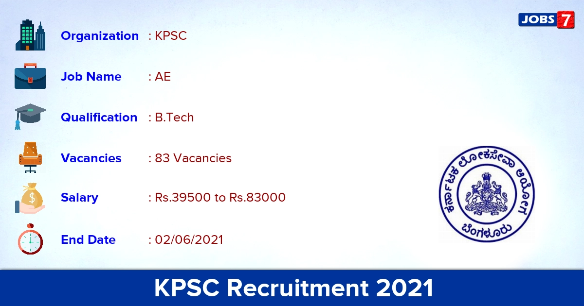 KPSC Recruitment 2021 - Apply Online for 83 AE vacancies