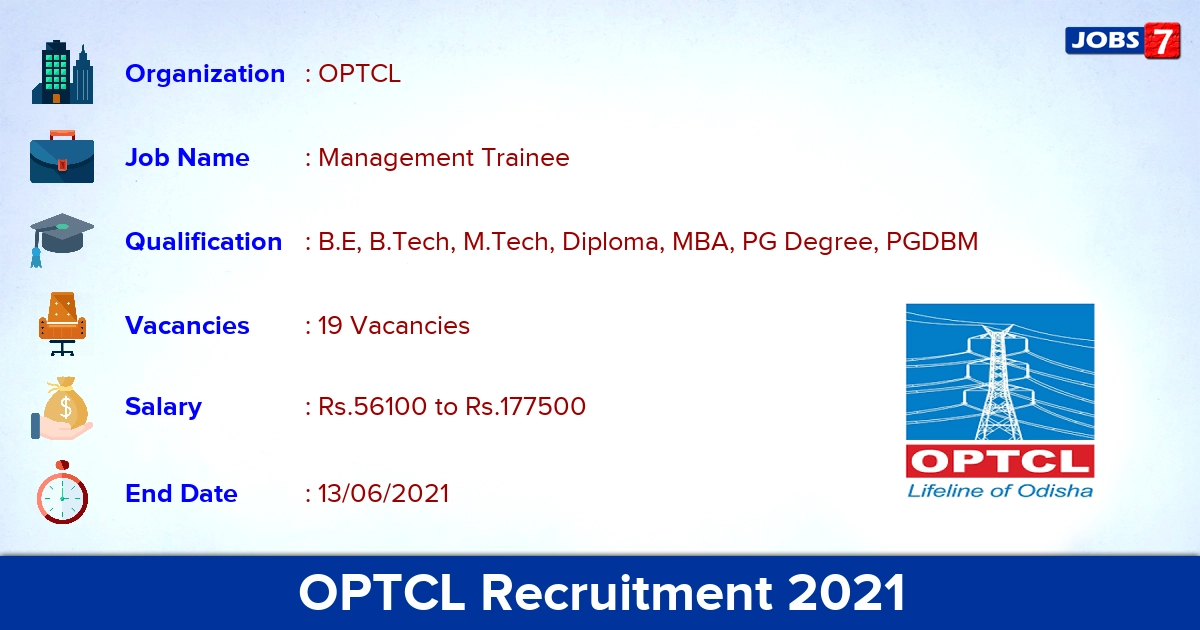 OPTCL Recruitment 2021 - Apply Online for 19 Management Trainee vacancies