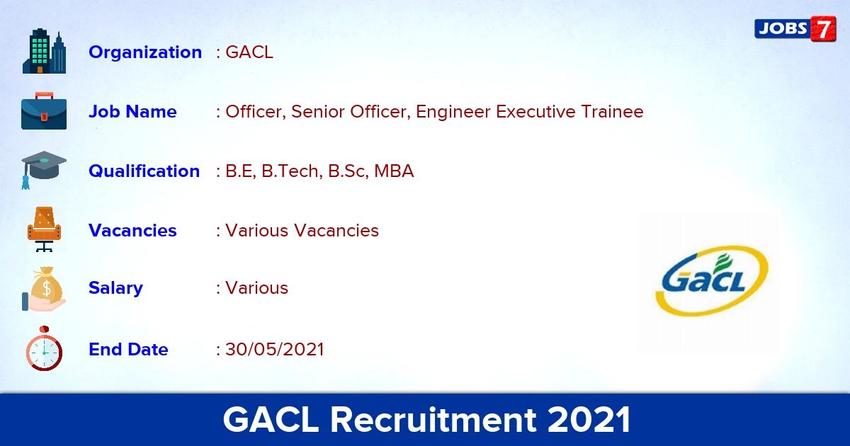 GACL Recruitment 2021 - Apply Online for Officer, Senior Officer vacancies