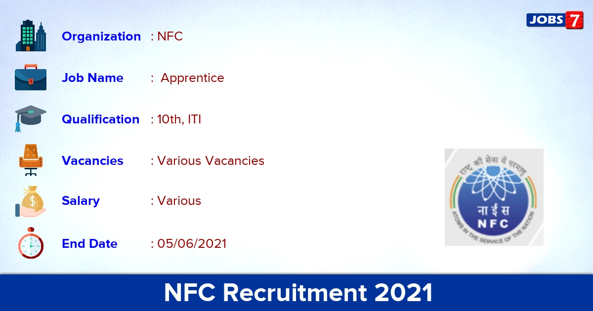 NFC Recruitment 2021 - Apply Online for ITI Apprentice Vacancies