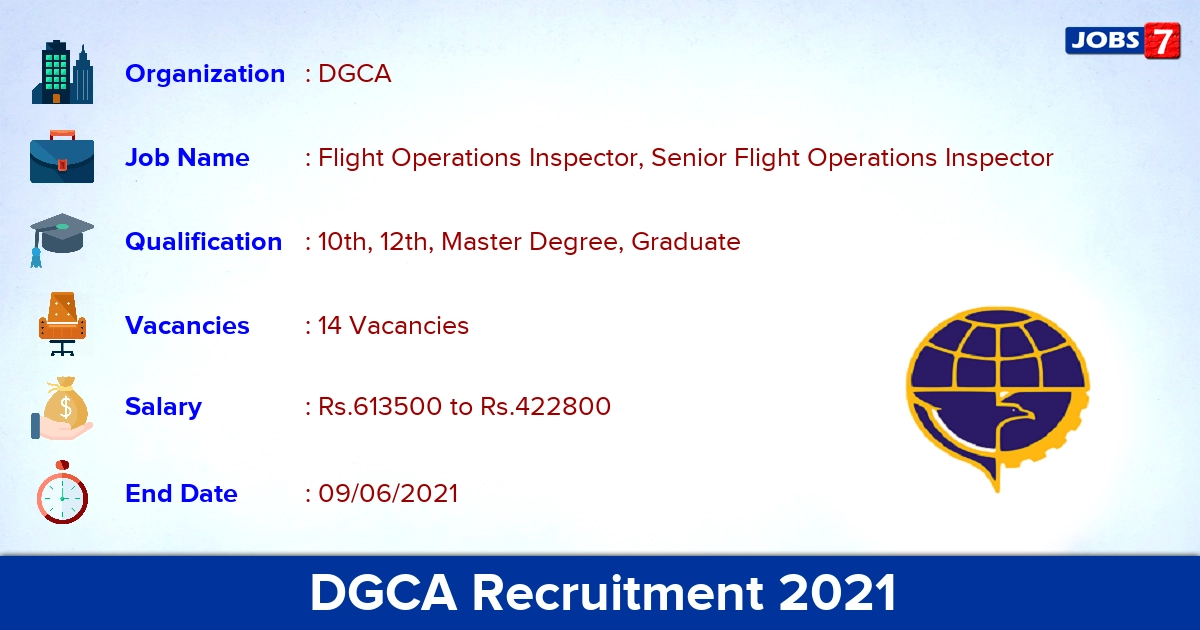 DGCA Recruitment 2021 - Apply Online for 14 Flight Operations Inspector Vacancies