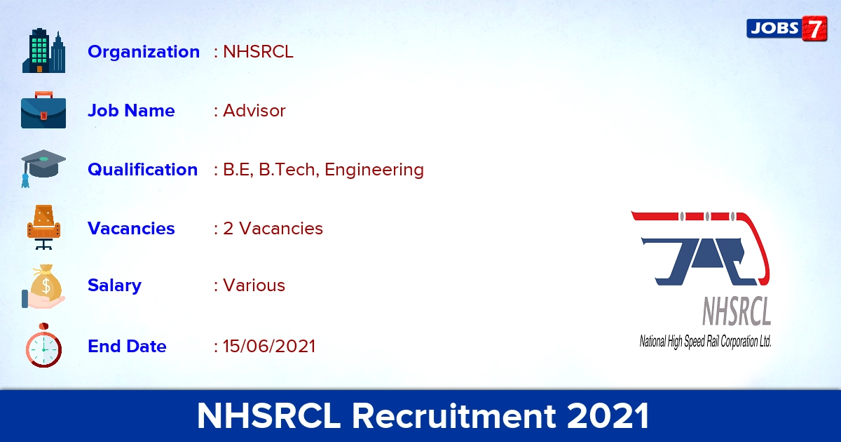 NHSRCL Recruitment 2021 - Apply Offline for Advisor Jobs