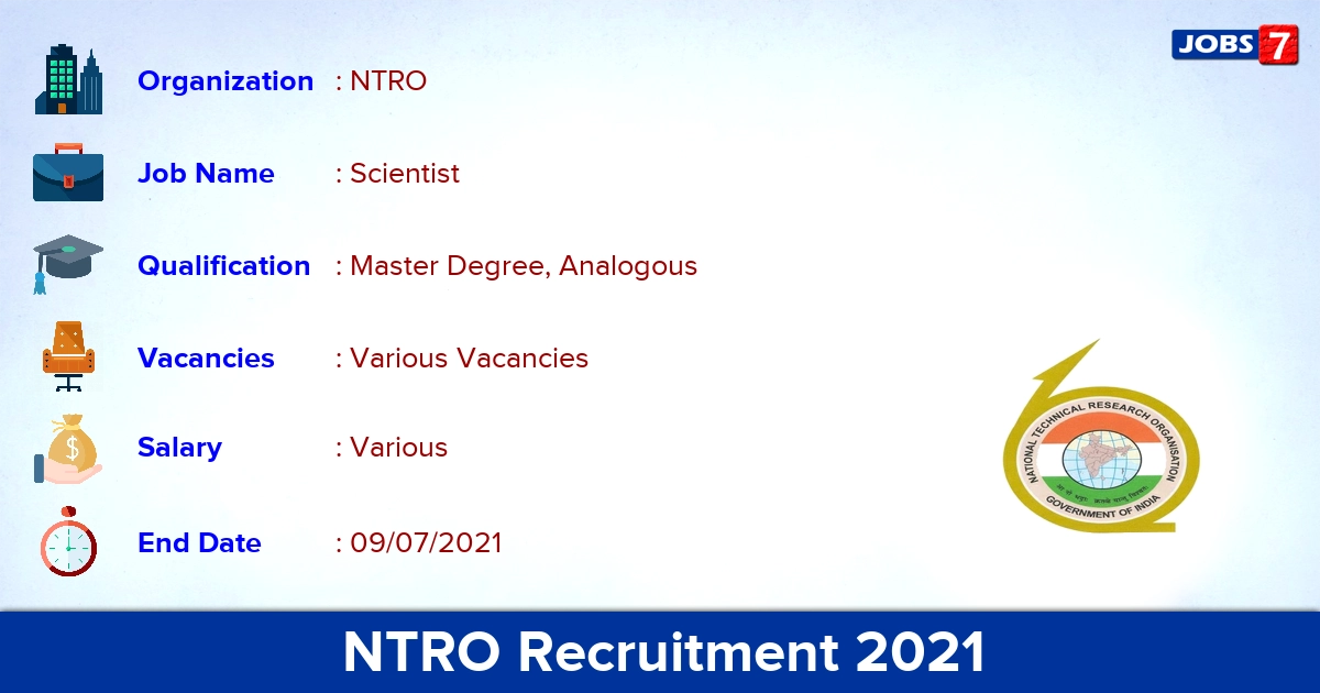 NTRO Recruitment 2021 - Apply Offline for Scientist Vacancies (Last Date Extended)