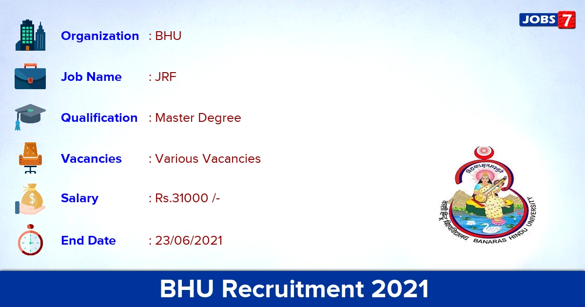BHU Recruitment 2021 - Apply Online for JRF Vacancies