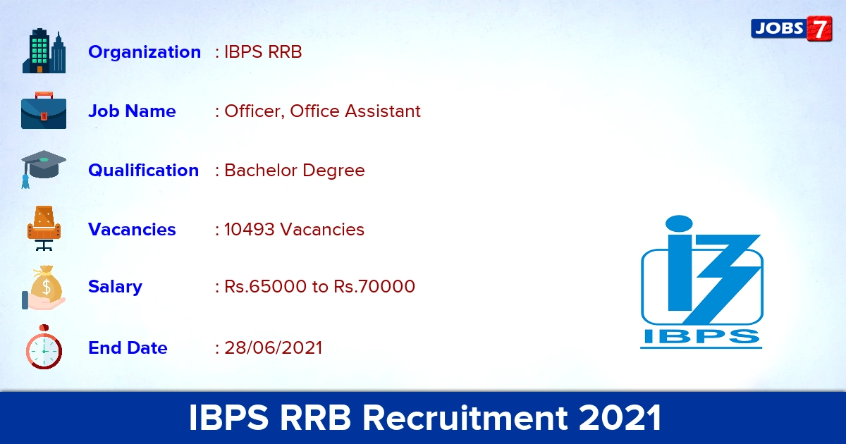 IBPS RRB Recruitment 2021 - Apply Online for 10493 Officer, Office Assistant Vacancies IBPS RRB Recruitment 2021 - Apply Online for 10493 Officer, Office Assistant Vacancies