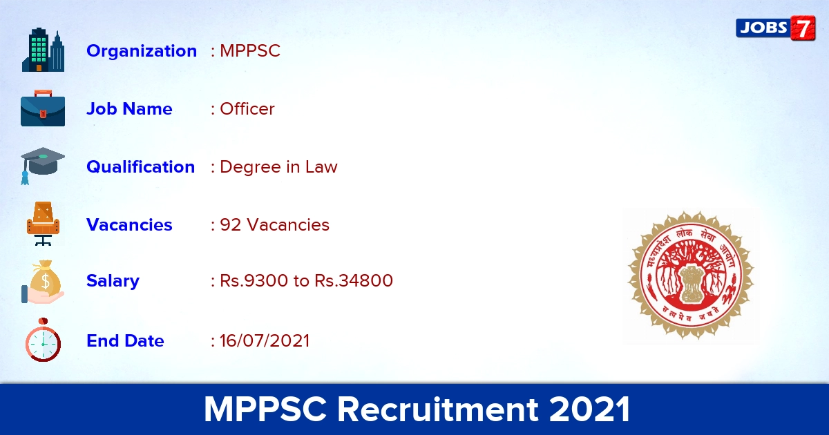 MPPSC Recruitment 2021 - Apply Online for 92 ADPO Vacancies