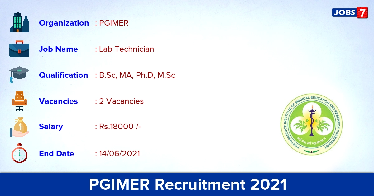 PGIMER Recruitment 2021 - Apply Online for Lab Technician Jobs PGIMER Recruitment 2021 - Apply Online for Lab Technician Jobs