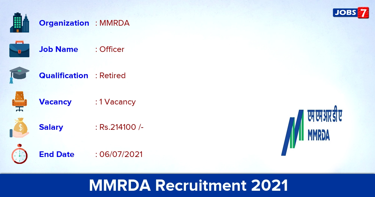 MMRDA Recruitment 2021 - Apply Online for Officer Jobs