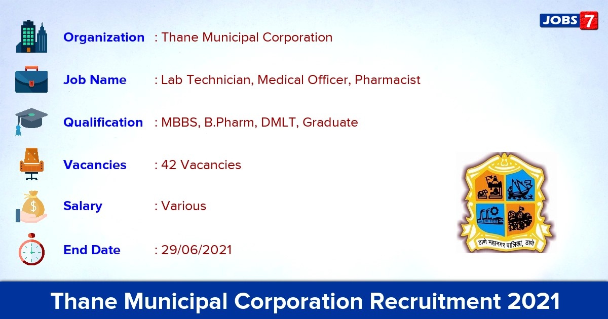 Thane Municipal Corporation Recruitment 2021 - Apply Offline for 42 Pharmacist Vacancies
