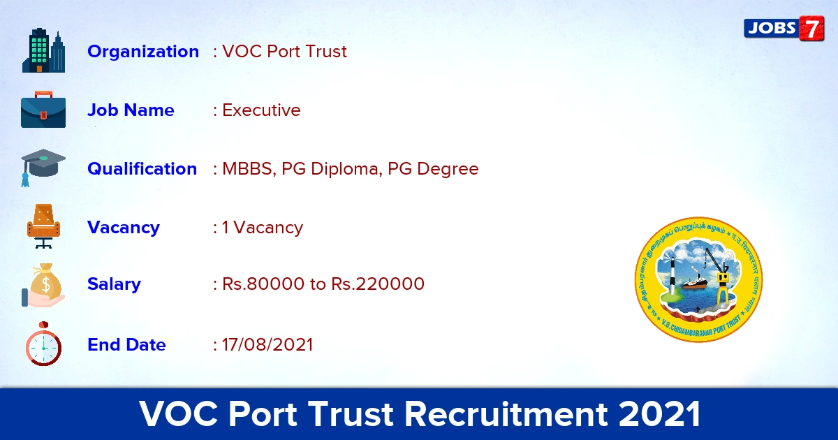 VOC Port Trust Recruitment 2021 - Apply Offline for Executive Jobs