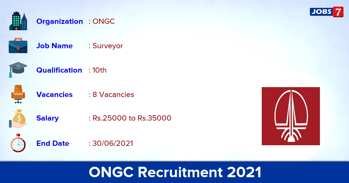 ONGC Recruitment 2021 - Apply Online for Surveyor Jobs