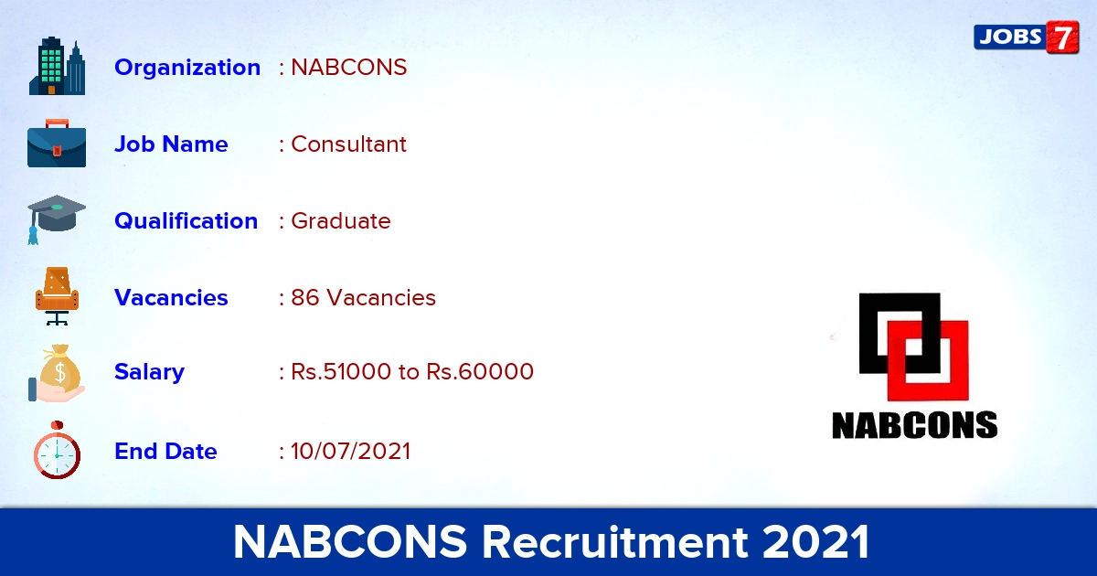 NABCONS Recruitment 2021 - Apply Online for 86 Consultant vacancies