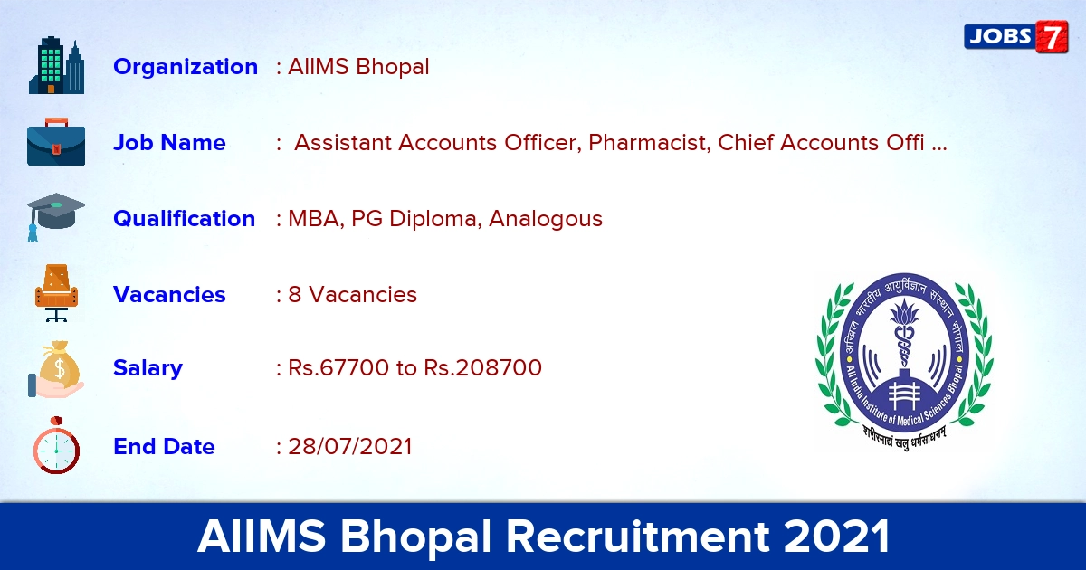 AIIMS Bhopal Recruitment 2021 - Apply Offline for Office Superintendent Jobs