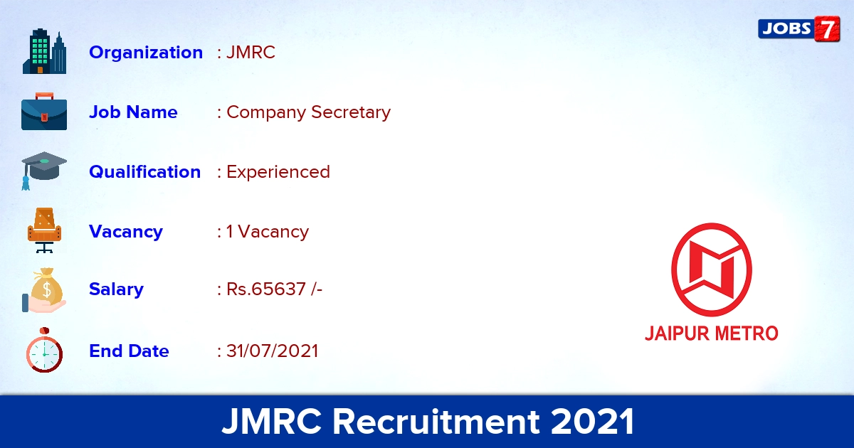 JMRC Recruitment 2021 - Apply Online for Company Secretary Vacancies