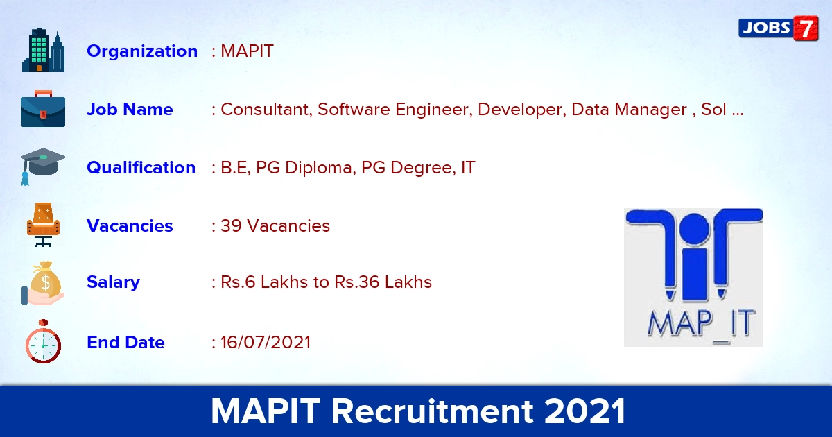 MAPIT Recruitment 2021 - Apply Online for 39 Data Manager Vacancies
