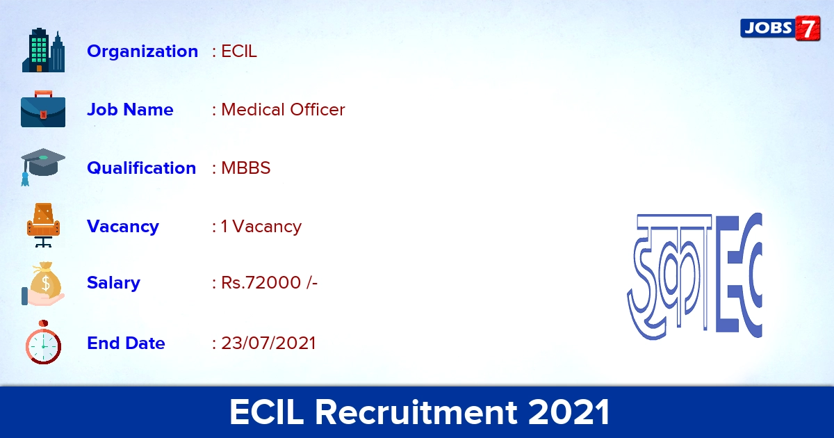ECIL Recruitment 2021 - Apply Offline for Medical Officer Jobs