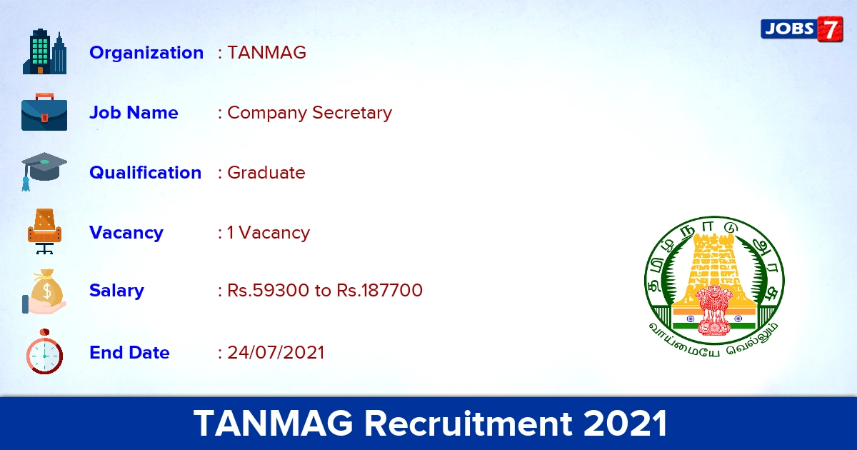 TANMAG Recruitment 2021 - Apply Offline for Company Secretary Jobs