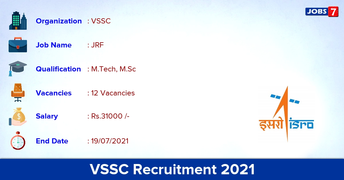 VSSC Recruitment 2021 - Apply Online for 12 JRF Vacancies
