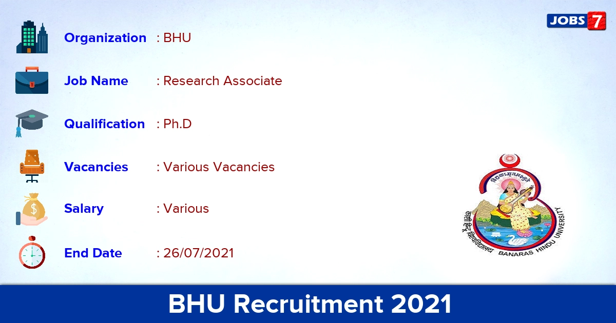 BHU Recruitment 2021 - Apply Online for Research Associate Vacancies