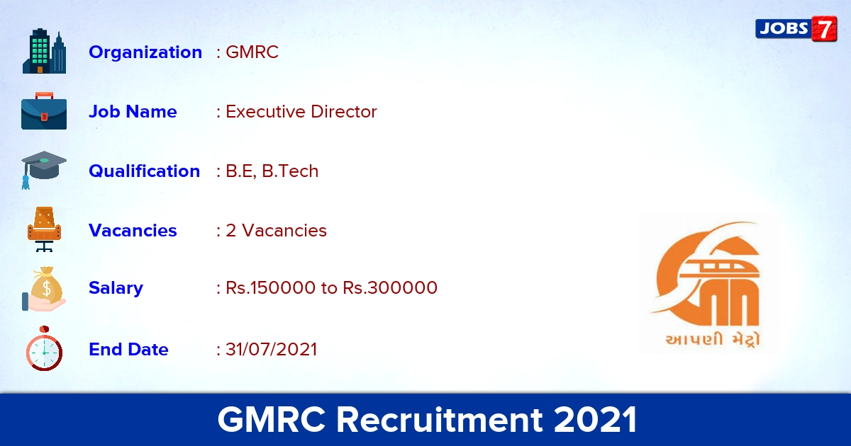 GMRC Recruitment 2021 - Apply Online for Executive Director Jobs GMRC Recruitment 2021 - Apply Online for Executive Director Jobs