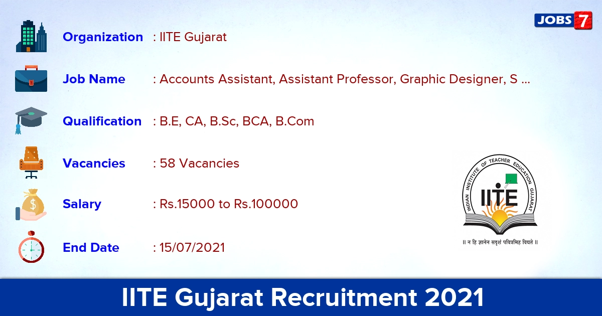 IITE Gujarat Recruitment 2021 - Apply Online for 58 Security Officer, Animator Vacancies