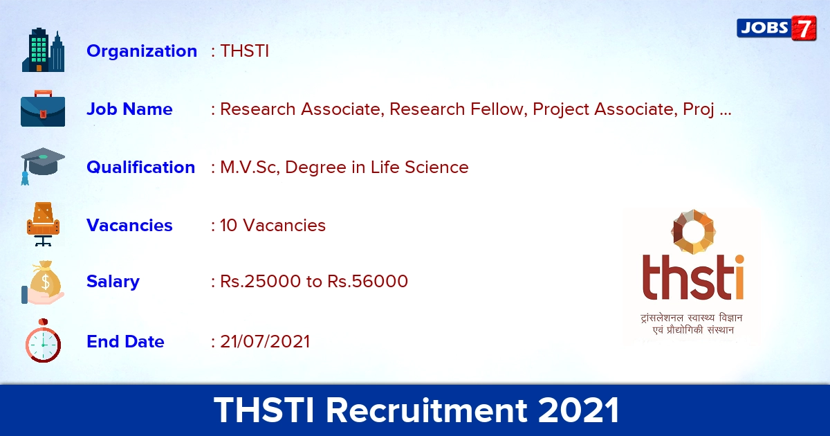 THSTI Recruitment 2021 - Apply Online for 10 Project Scientist Vacancies