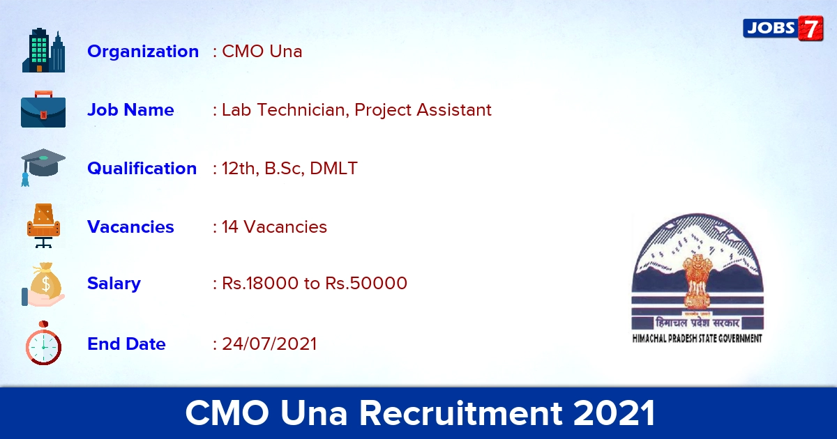 CMO Una Recruitment 2021 - Apply Online for 14 Lab Technician Vacancies