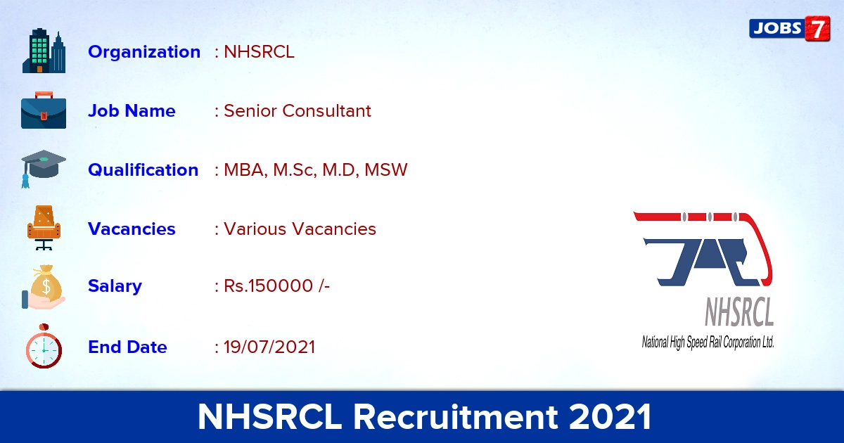 NHSRCL Recruitment 2021 - Apply Online for Senior Consultant Vacancies