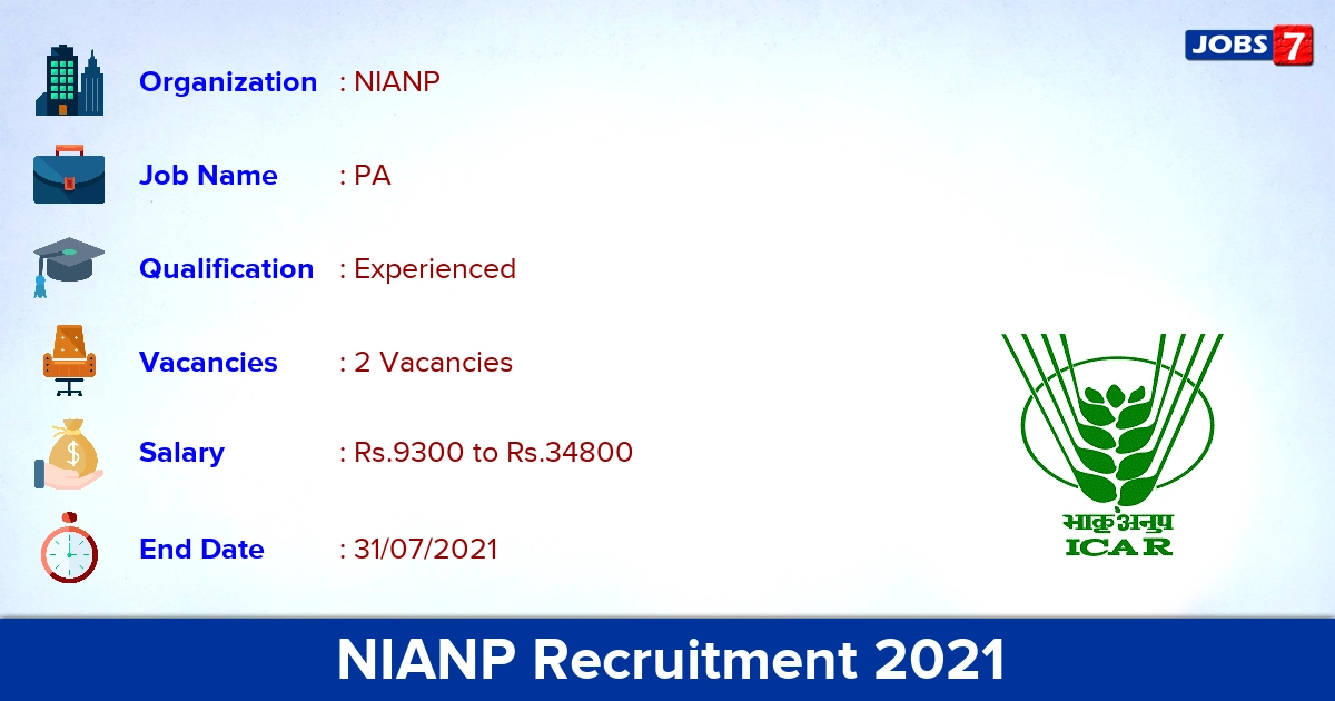 NIANP Recruitment 2021 - Apply Offline for PA Jobs