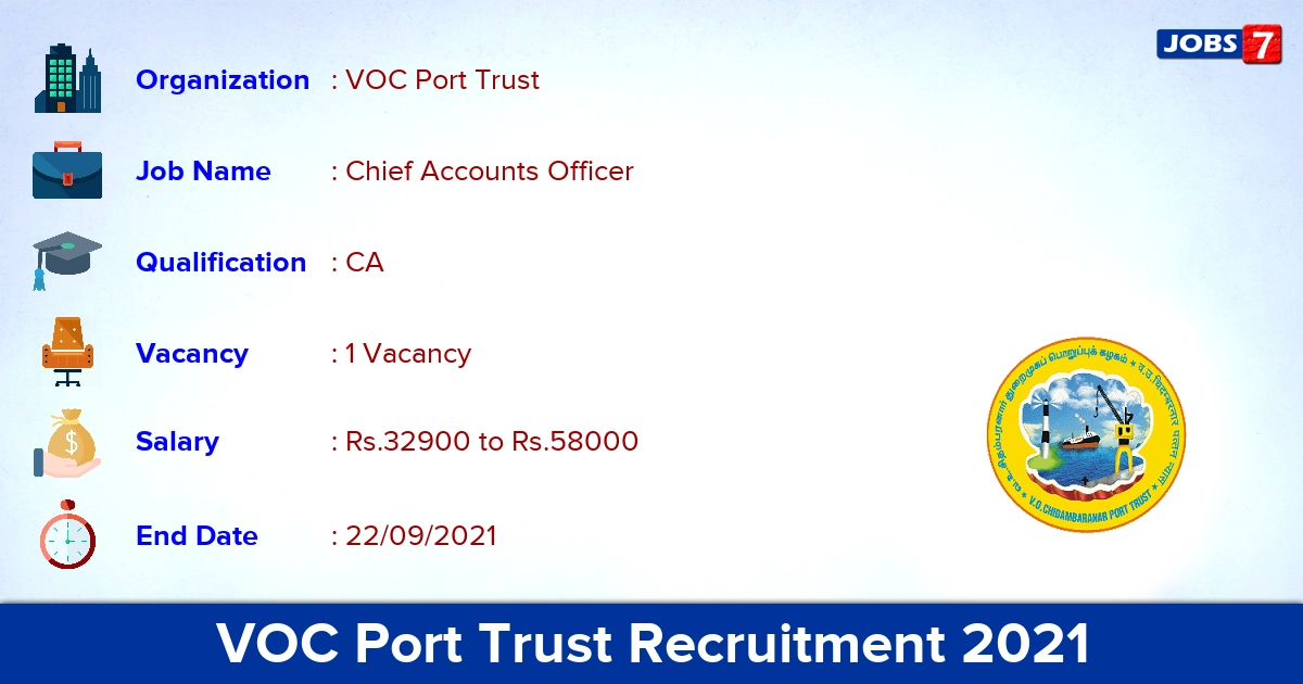 VOC Port Trust Recruitment 2021 - Apply Offline for Chief Accounts Officer Jobs VOC Port Trust Recruitment 2021 - Apply Offline for Chief Accounts Officer Jobs