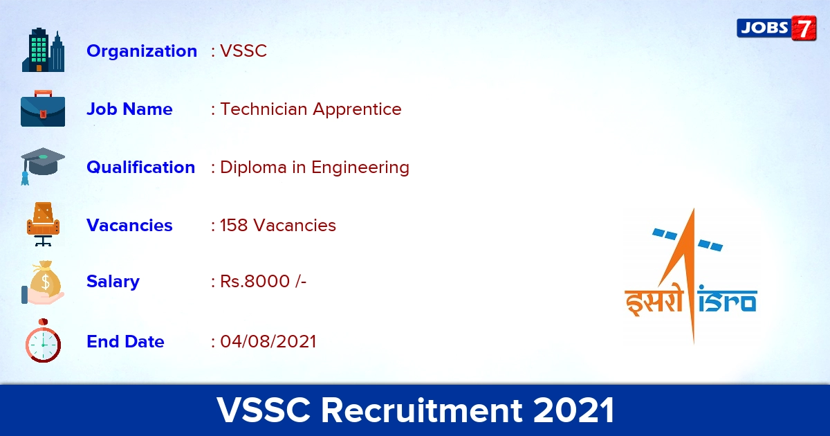 VSSC Recruitment 2021 - Apply Online for 158 Technician Apprentice Vacancies
