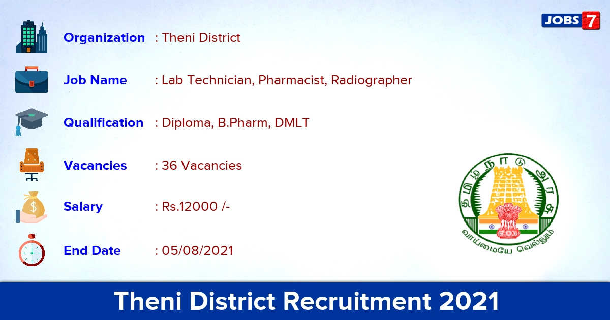 Theni District Recruitment 2021 - Apply Offline for 36 Radiographer Vacancies