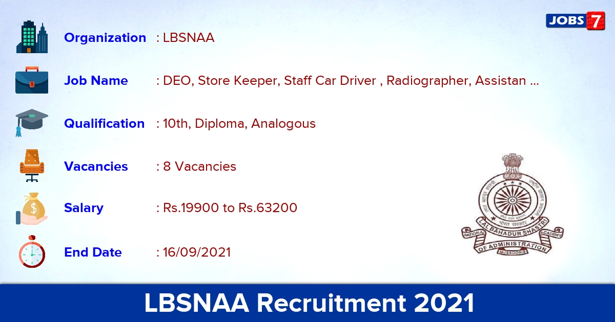 LBSNAA Recruitment 2021 - Apply Offline for Assistant Administrative Officer Jobs