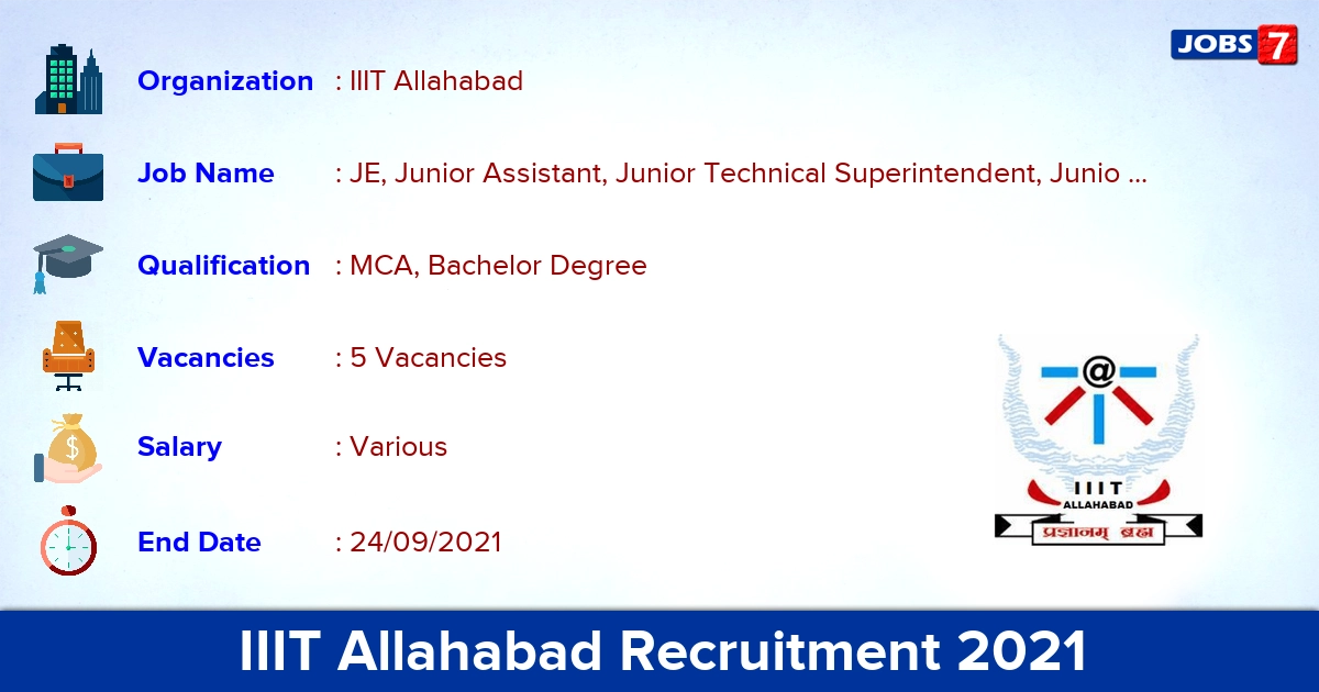 IIIT Allahabad Recruitment 2021 - Apply Online for Junior Superintendent Jobs