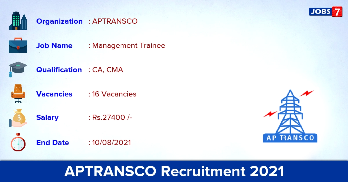 APTRANSCO Recruitment 2021 - Apply Offline for 16 Management Trainee Vacancies