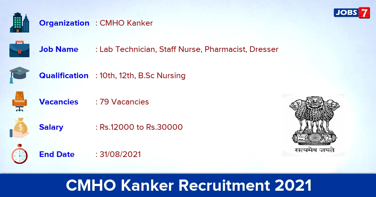 CMHO Kanker Recruitment 2021 - Apply Online for 79 Staff Nurse Vacancies