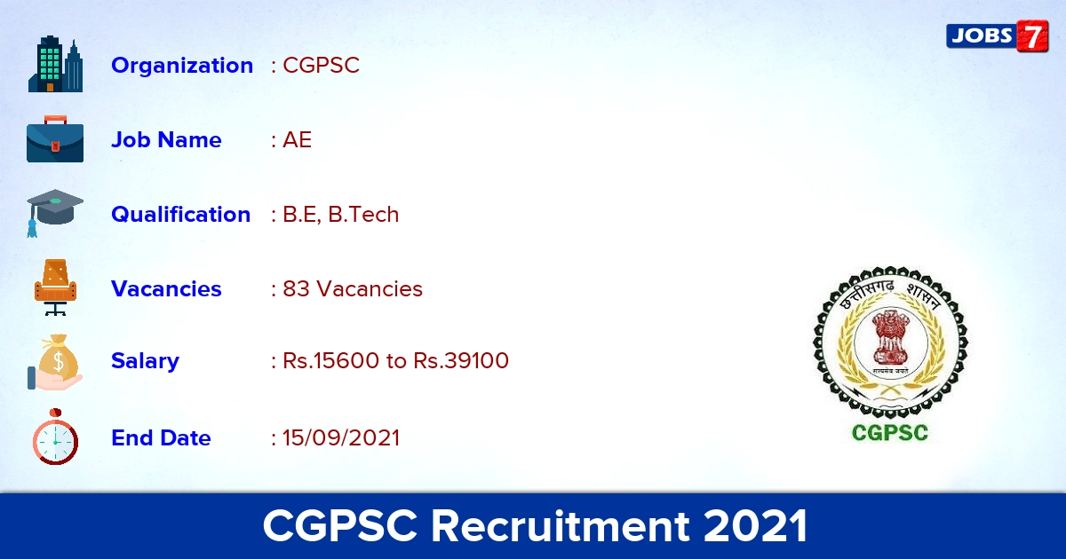 CGPSC Recruitment 2021 - Apply Online for 83 Assistant Engineer Vacancies