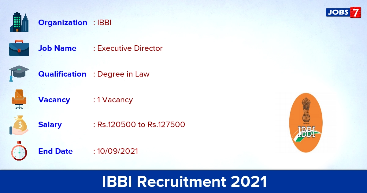 IBBI Recruitment 2021 - Apply Online for Executive Director Jobs