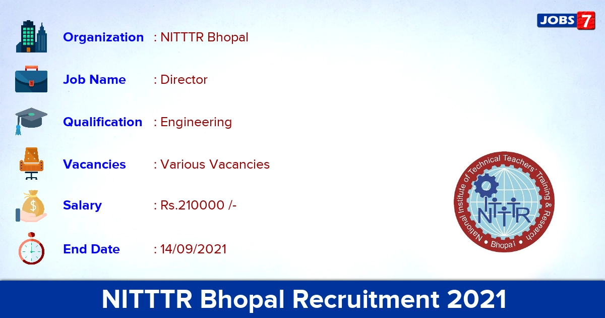 NITTTR Bhopal Recruitment 2021 - Apply Offline for Director Vacancies