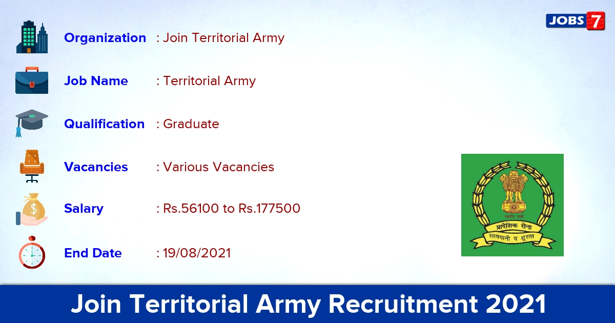 Join Territorial Army Recruitment 2021 - Apply Online for Territorial Army Officer Vacancies