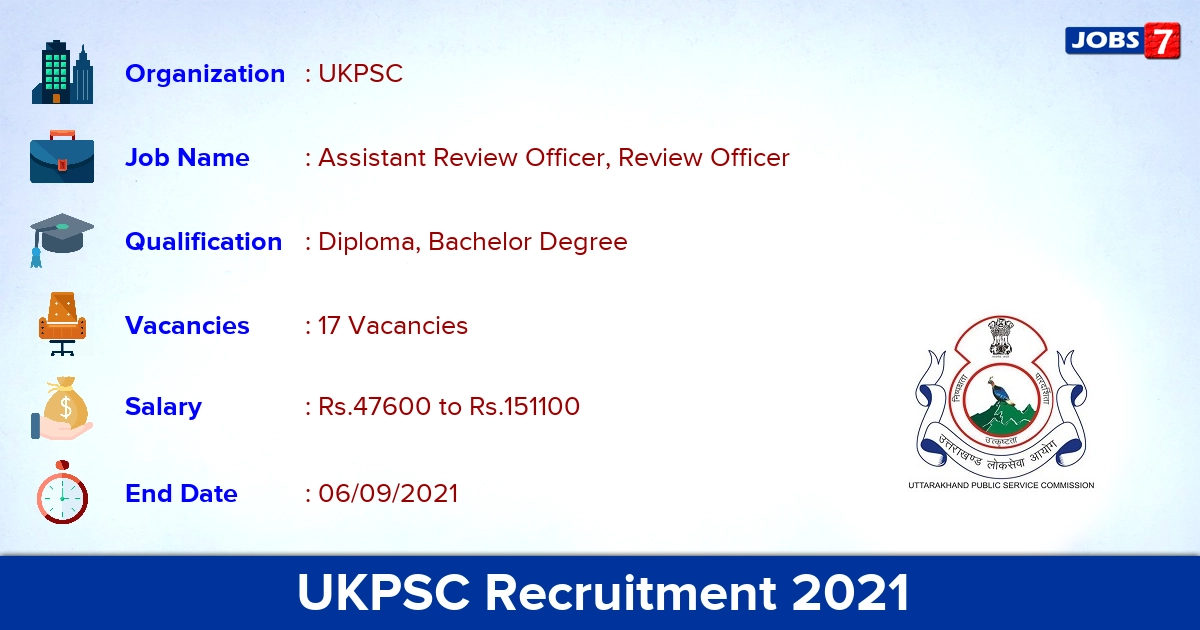 UKPSC Recruitment 2021 - Apply Online for 17 Review Officer Vacancies UKPSC Recruitment 2021 - Apply Online for 17 Review Officer Vacancies