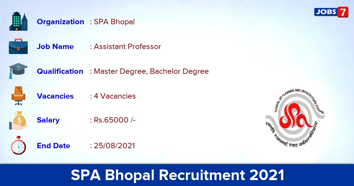 SPA Bhopal Recruitment 2021 - Apply Online for Assistant Professor Jobs