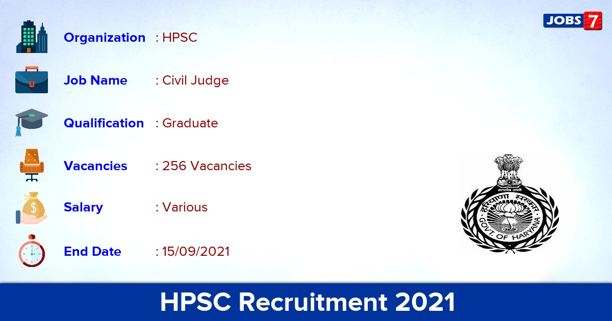 HPSC Recruitment 2021 - Apply Online for 256 Civil Judge Vacancies