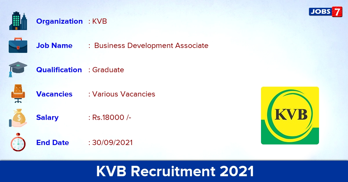 KVB Recruitment 2021 - Apply Online for Business Development Associate Vacancies