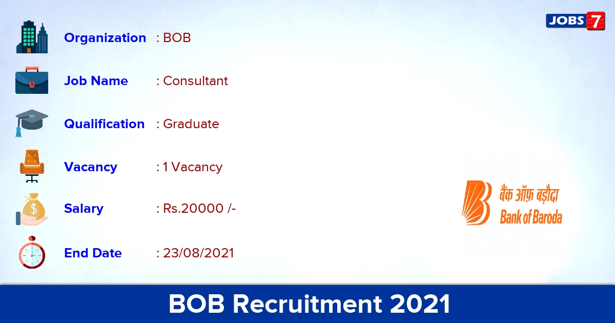 BOB Recruitment 2021 - Apply Offline for Financial Literacy Consultant Jobs
