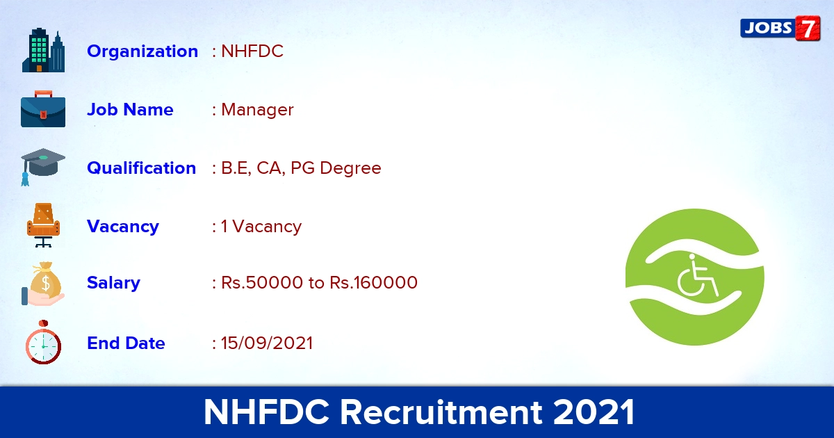 NHFDC Recruitment 2021 - Apply Offline for Manager Jobs