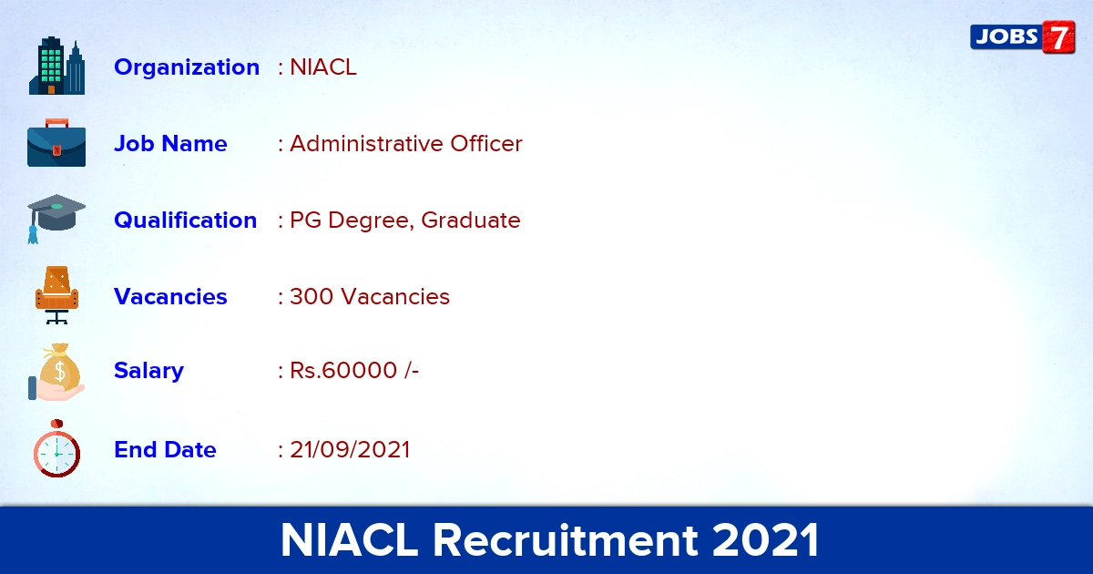 NIACL Recruitment 2021 - Apply Online for 300 Administrative Officer Vacancies