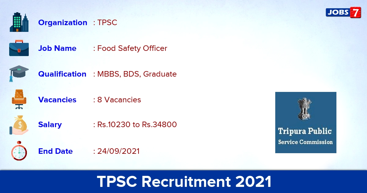 TPSC Recruitment 2021 - Apply Online Food Safety Officer Jobs (Last Date Extended)